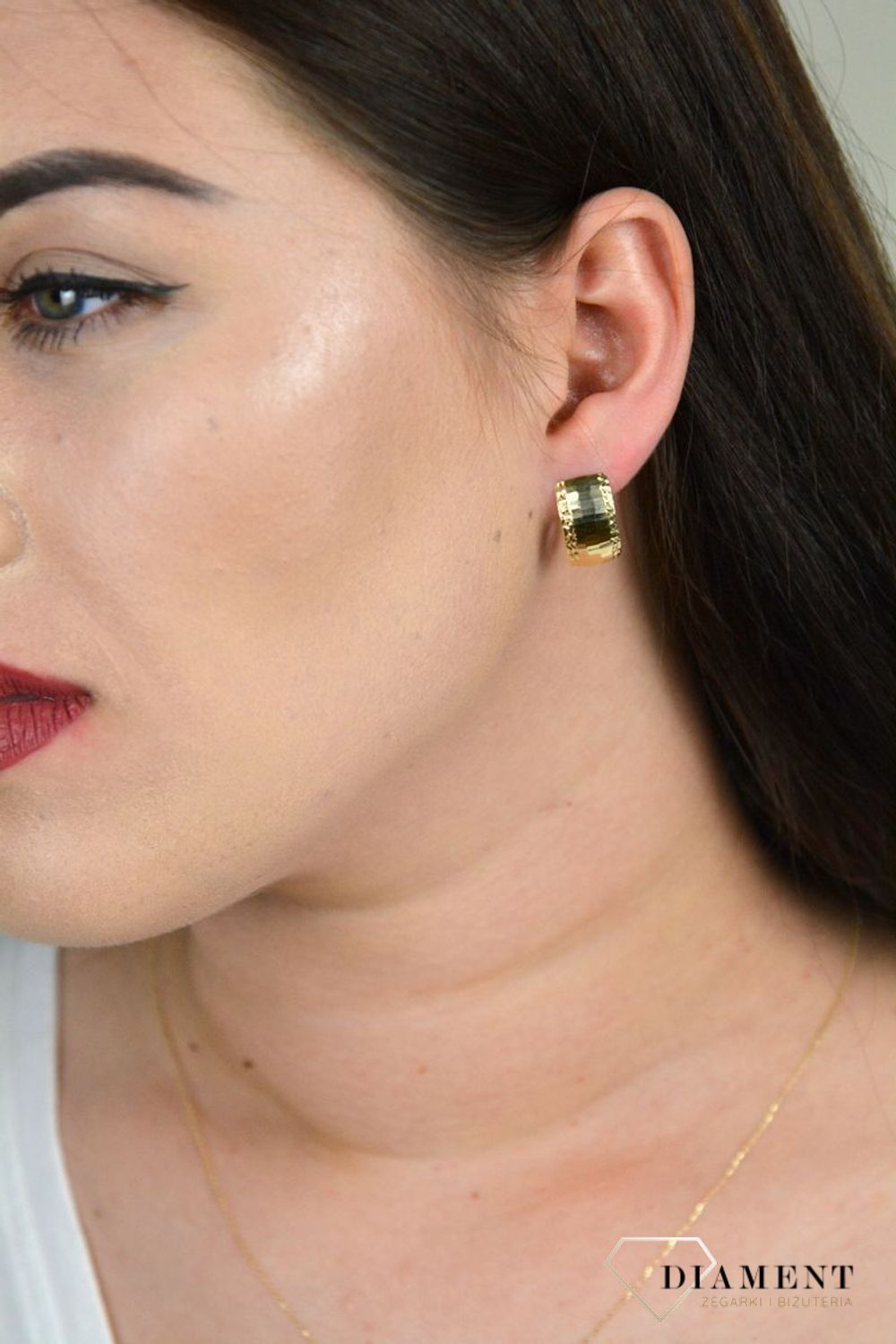 Złote kolczyki z ozdobnym wzorem KL 7416.jpg